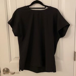 Black Short Sleeve Blouse with Button Back Detail